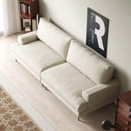 Luck Live Modern 86.61 Fabric Sofa with Down Back Cushions, Foam Seat, Solid Wood Frame & Metal Legs