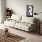 Luck Live Modern 86.61 Fabric Sofa with Down Back Cushions, Foam Seat, Solid Wood Frame & Metal Legs