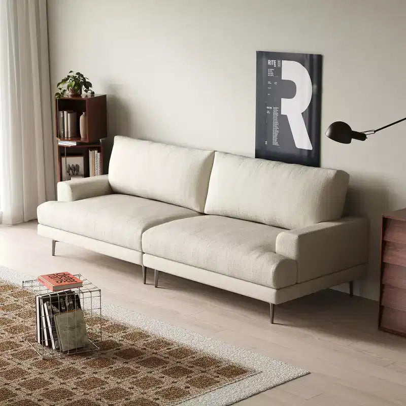 Luck Live Modern 86.61 Fabric Sofa with Down Back Cushions, Foam Seat, Solid Wood Frame & Metal Legs