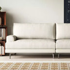 Luck Live Modern 86.61 Fabric Sofa with Down Back Cushions, Foam Seat, Solid Wood Frame & Metal Legs
