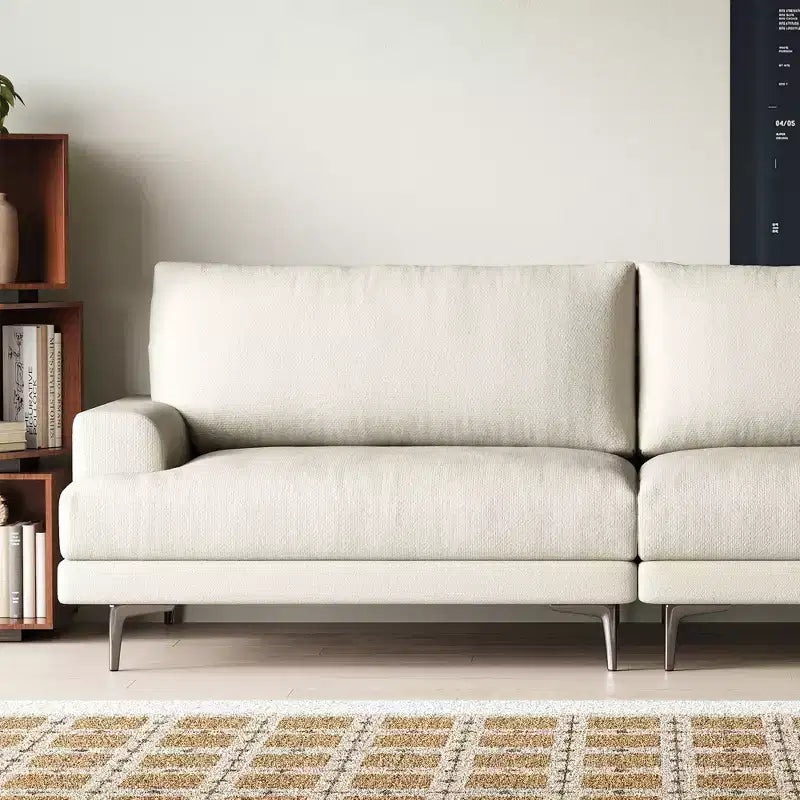 Luck Live Modern 86.61 Fabric Sofa with Down Back Cushions, Foam Seat, Solid Wood Frame & Metal Legs