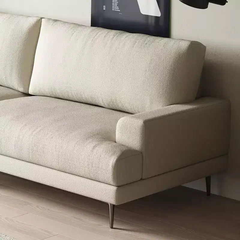 Luck Live Modern 86.61 Fabric Sofa with Down Back Cushions, Foam Seat, Solid Wood Frame & Metal Legs