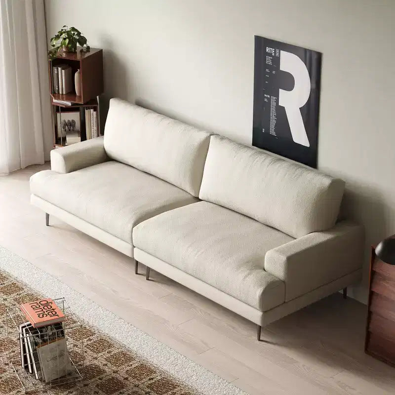 Luck Live Modern 86.61 Fabric Sofa with Down Back Cushions, Foam Seat, Solid Wood Frame & Metal Legs