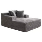 Acekool Oversized Corduroy Chaise Lounge Chair, Grey 67x50 Deep Seat Cloud Sleeper Couch Sofa Bed, No Assembly Floor Sofa for Living Room Bedroom