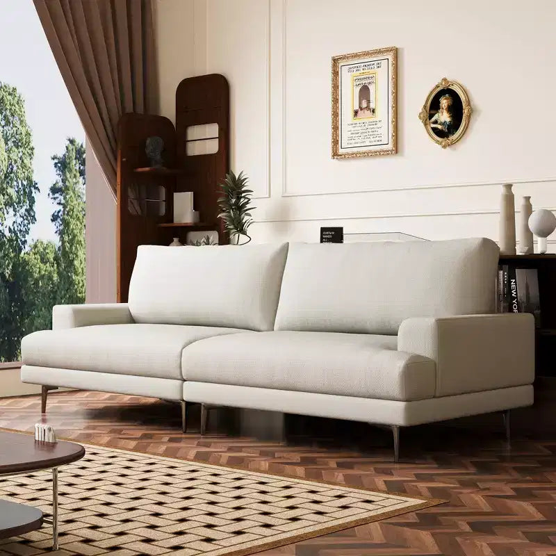 Luck Live 86.61 Modern Fabric Sofa Couch, Down Cushions, High-Density Foam Seat, Solid Wood Frame, Metal Legs