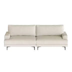 Canapé en tissu moderne Luck Live 86.61, coussins en plumes, assise en mousse haute densité, cadre en bois massif, pieds en métal