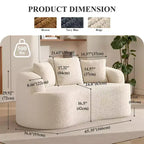 KERDOM Curved Back Teddy Bear Fabric Sofa with Comfy Seat Cushion and 3 pillows, Suitable For Living room