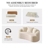 KERDOM Curved Back Teddy Bear Fabric Sofa with Comfy Seat Cushion and 3 pillows, Suitable For Living room