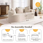 KERDOM Curved Back Teddy Bear Fabric Sofa with Comfy Seat Cushion and 3 pillows, Suitable For Living room