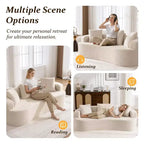 KERDOM Curved Back Teddy Bear Fabric Sofa with Comfy Seat Cushion and 3 pillows, Suitable For Living room