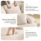 KERDOM Curved Back Teddy Bear Fabric Sofa with Comfy Seat Cushion and 3 pillows, Suitable For Living room