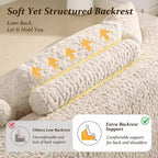 KERDOM Curved Back Teddy Bear Fabric Sofa with Comfy Seat Cushion and 3 pillows, Suitable For Living room