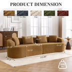 KERDOM Curved Back Teddy Bear Fabric Sofa with Comfy Seat Cushion and 3 pillows, Suitable For Living room