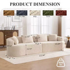 KERDOM Curved Back Teddy Bear Fabric Sofa with Comfy Seat Cushion and 3 pillows, Suitable For Living room