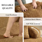 KERDOM Curved Back Teddy Bear Fabric Sofa with Comfy Seat Cushion and 3 pillows, Suitable For Living room