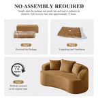 KERDOM Curved Back Teddy Bear Fabric Sofa with Comfy Seat Cushion and 3 pillows, Suitable For Living room