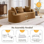 KERDOM Curved Back Teddy Bear Fabric Sofa with Comfy Seat Cushion and 3 pillows, Suitable For Living room