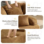KERDOM Curved Back Teddy Bear Fabric Sofa with Comfy Seat Cushion and 3 pillows, Suitable For Living room