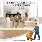 KERDOM Curved Back Teddy Bear Fabric Sofa with Comfy Seat Cushion and 3 pillows, Suitable For Living room