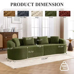 KERDOM Curved Back Teddy Bear Fabric Sofa with Comfy Seat Cushion and 3 pillows, Suitable For Living room