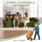 KERDOM Curved Back Teddy Bear Fabric Sofa with Comfy Seat Cushion and 3 pillows, Suitable For Living room