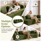 KERDOM Curved Back Teddy Bear Fabric Sofa with Comfy Seat Cushion and 3 pillows, Suitable For Living room