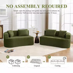 KERDOM Curved Back Teddy Bear Fabric Sofa with Comfy Seat Cushion and 3 pillows, Suitable For Living room