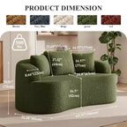 KERDOM Curved Back Teddy Bear Fabric Sofa with Comfy Seat Cushion and 3 pillows, Suitable For Living room