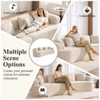 KERDOM Curved Back Teddy Bear Fabric Sofa with Comfy Seat Cushion and 3 pillows, Suitable For Living room