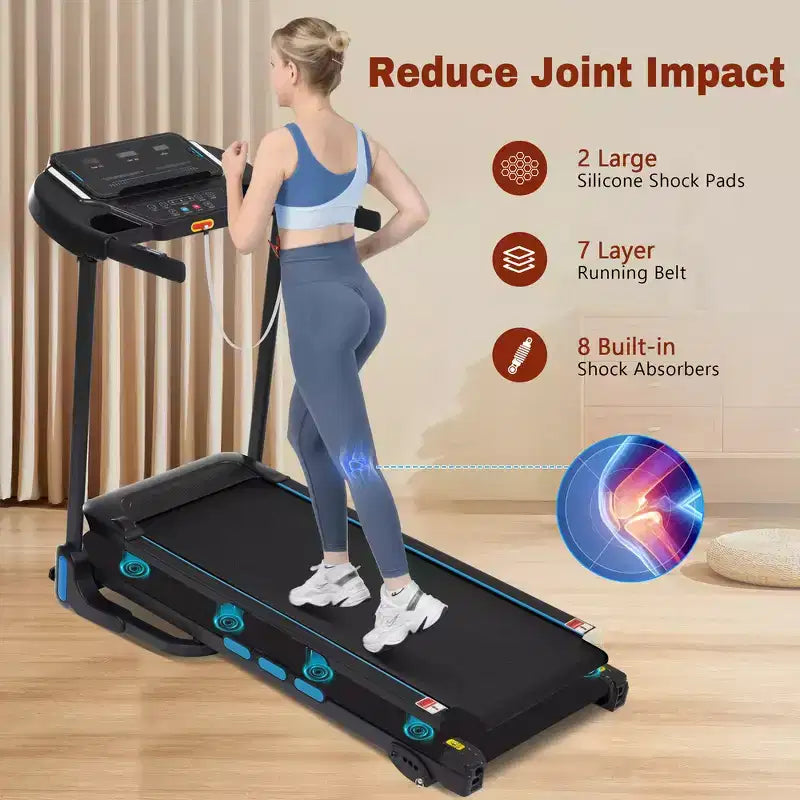 Tapis de course pliable Whisen, tapis de course à domicile avec inclinaison, capacité de poids de 159 kg - Noir