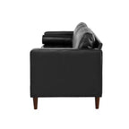 Whisen PU Leather 3-Seat Sofa, Mid-Century Modern Sofa Couch with Tufted Design, Solid Wood Legs, 2 Bolster Pillows