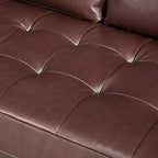 Whisen PU Leather 3-Seat Sofa, Mid-Century Modern Sofa Couch with Tufted Design, Solid Wood Legs, 2 Bolster Pillows