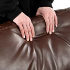 Whisen PU Leather 3-Seat Sofa, Mid-Century Modern Sofa Couch with Tufted Design, Solid Wood Legs, 2 Bolster Pillows