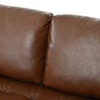 Whisen PU Leather 3-Seat Sofa, Mid-Century Modern Sofa Couch with Tufted Design, Solid Wood Legs, 2 Bolster Pillows