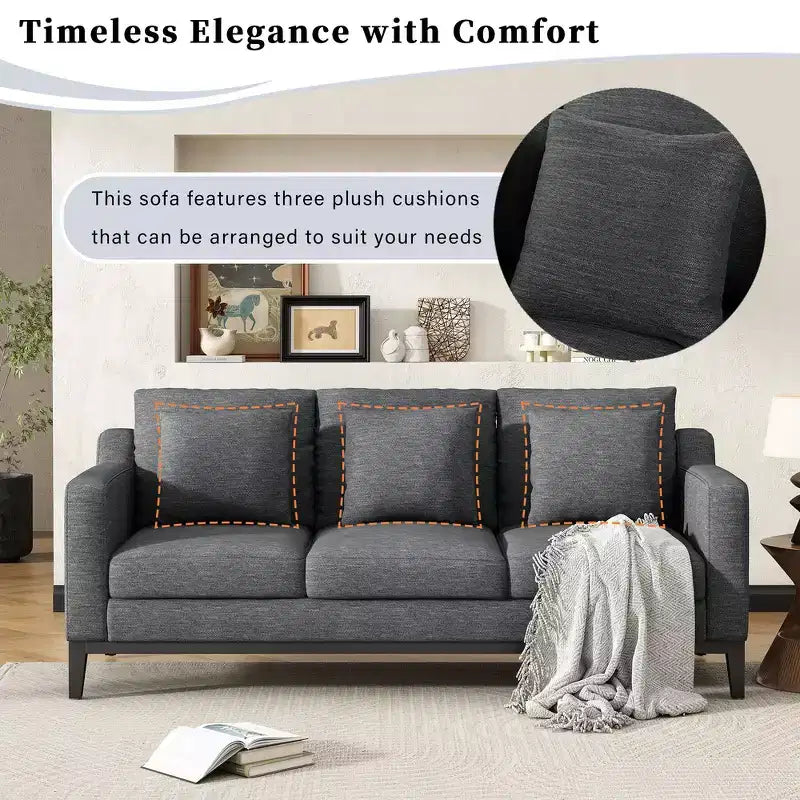 Canapé 3 places Whisen Modern Comfy, avec pieds en bois