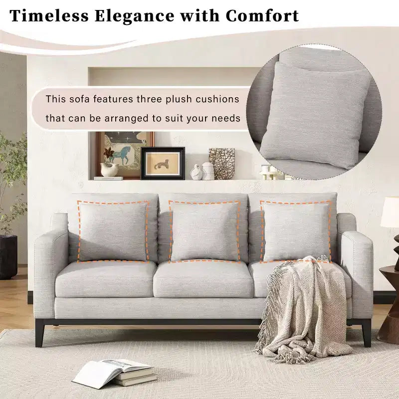 Canapé 3 places Whisen Modern Comfy, avec pieds en bois