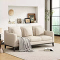 Whisen Modern Comfy 3-Seater Sofa, Upholstered Couch with Wooden Legs
