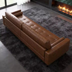 80.31 Canapé 3 places moderne du milieu du siècle en similicuir avec coussins cylindriques pour salon, bureau, appartement, marron Gaoyangjiaju