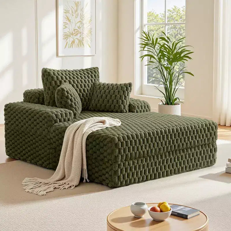 KERDOM Chaise Lounge Sofa Comfy Oversized, Plush Cushioned Comfort Sofa Bed with Cup Holder and Reading Pocket
