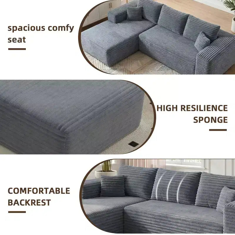 MAYEERTY 106 Wide-Wale Corduroy Compression Sofa Bed, Convertible Sleeper Couch for Living Room Guest Room