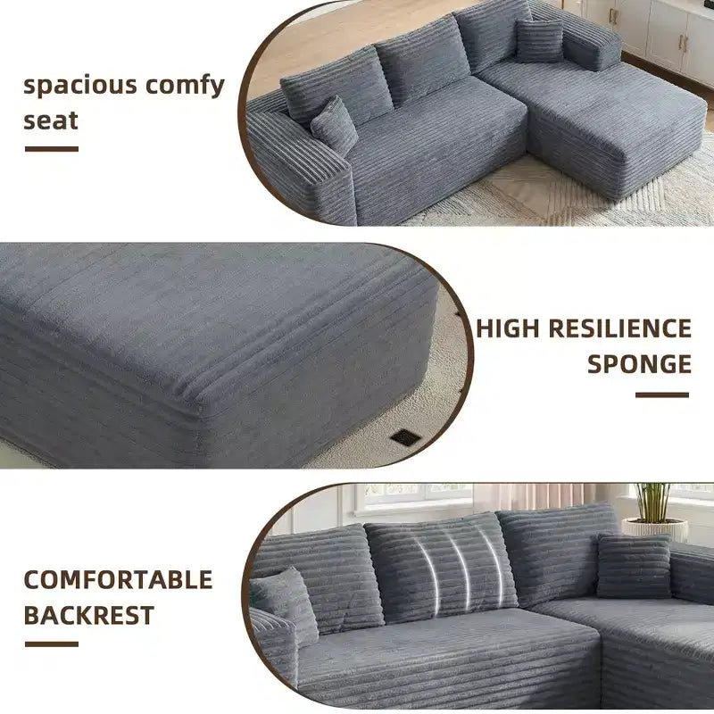 MAYEERTY 106 Wide-Wale Corduroy Compression Sofa Bed, Convertible Sleeper Couch for Living Room Guest Room