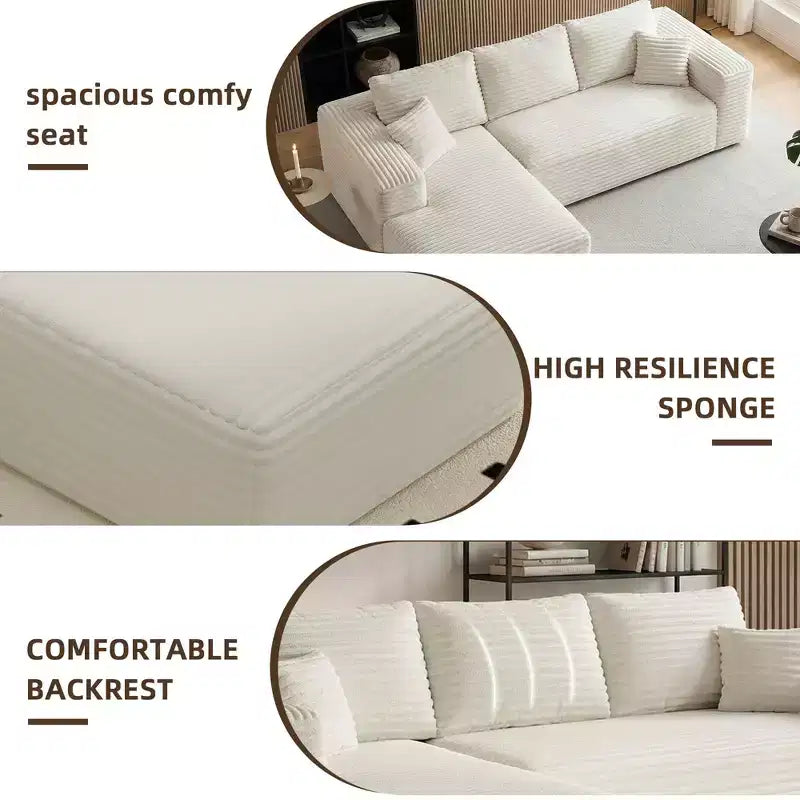 MAYEERTY 106 Wide-Wale Corduroy Compression Sofa Bed, Convertible Sleeper Couch for Living Room Guest Room