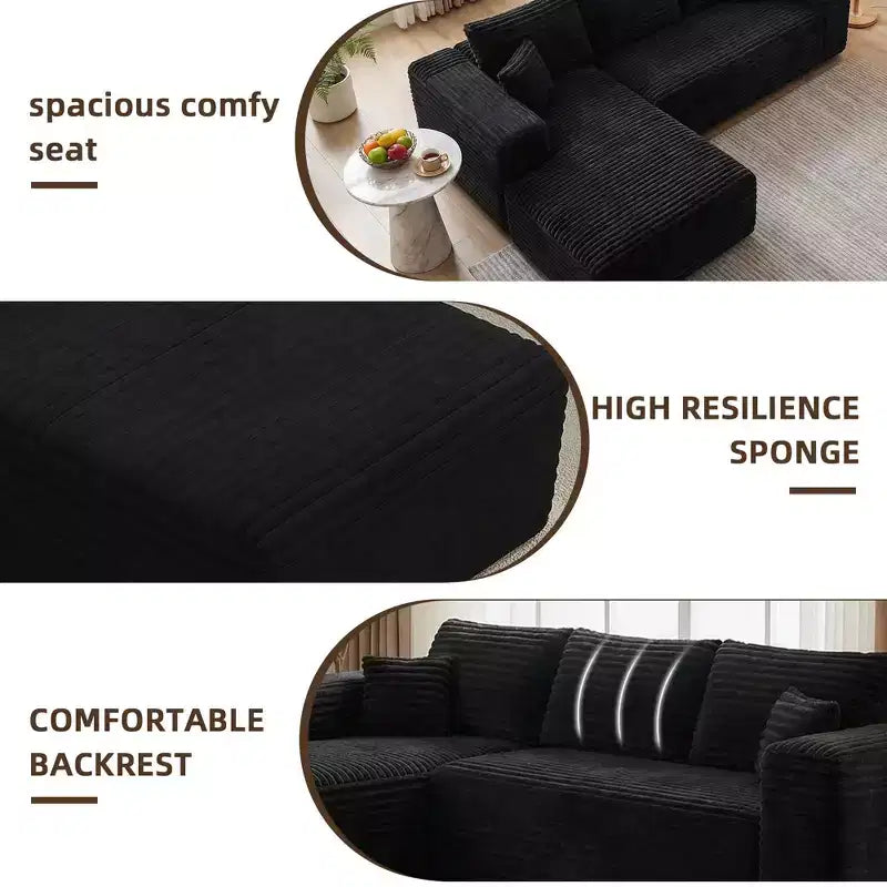 MAYEERTY 106 Wide-Wale Corduroy Compression Sofa Bed, Convertible Sleeper Couch for Living Room Guest Room