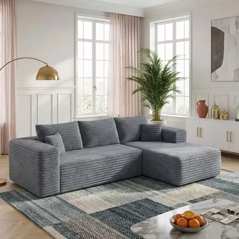 MAYEERTY 106 Wide-Wale Corduroy Compression Sofa Bed, Convertible Sleeper Couch for Living Room Guest Room