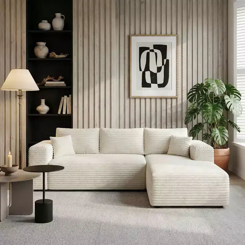 MAYEERTY 106 Wide-Wale Corduroy Compression Sofa Bed, Convertible Sleeper Couch for Living Room Guest Room