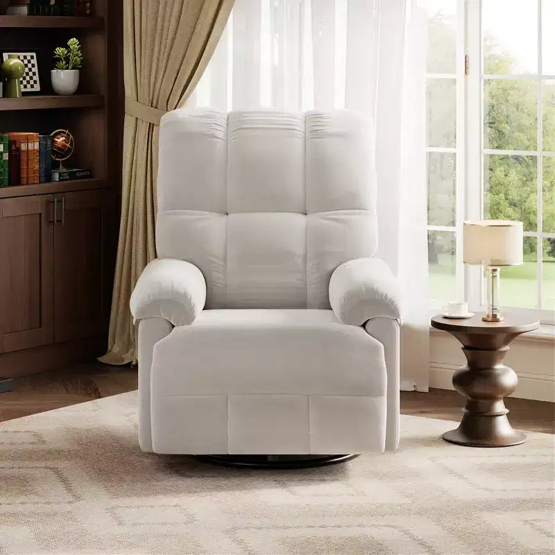 Fauteuil inclinable, fauteuil de relaxation pivotant à 360° avec accoudoirs rembourrés et assise profonde, fauteuil de canapé inclinable rembourré en chenille pour salon