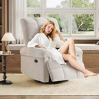 Fauteuil inclinable, fauteuil de relaxation pivotant à 360° avec accoudoirs rembourrés et assise profonde, fauteuil de canapé inclinable rembourré en chenille pour salon