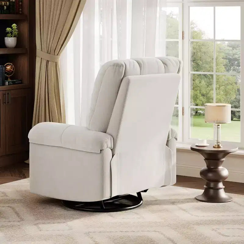 Fauteuil inclinable, fauteuil de relaxation pivotant à 360° avec accoudoirs rembourrés et assise profonde, fauteuil de canapé inclinable rembourré en chenille pour salon
