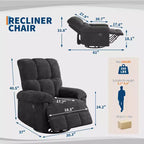 Fauteuil inclinable, fauteuil de relaxation pivotant à 360° avec accoudoirs rembourrés et assise profonde, fauteuil de canapé inclinable rembourré en chenille pour salon