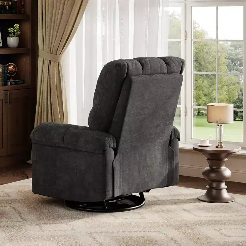 Fauteuil inclinable, fauteuil de relaxation pivotant à 360° avec accoudoirs rembourrés et assise profonde, fauteuil de canapé inclinable rembourré en chenille pour salon